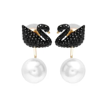 Swarovski Faux Crystal Earrings Women's Black