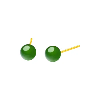 LAOMIAO Solid Gold Hetian Jade Earrings Women's Jasper