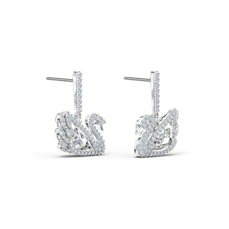 Swarovski Artificial Crystal Earrings Women's White-1