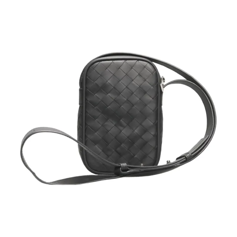 CMLZIUA Top Grain Cow Leather Crossbody Bag Large Size Unisex Black/Blue-1
