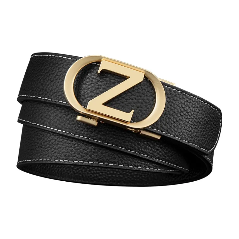 LUCKY LION Middle Aged Automatic Buckle Business Advanced Elegant Leather Belts Men's-3