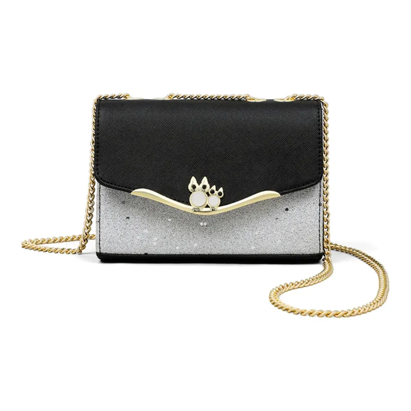 COMELY Cow Leather Patchwork Synthetic Leather Shoulder Bag Crossbody Bag Chain Pack Regular Women's White/Black-5