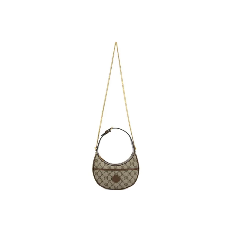 GUCCI Canvas With Leather Binding Crescent Bag, Handbag, Shoulder Bag Women's-3