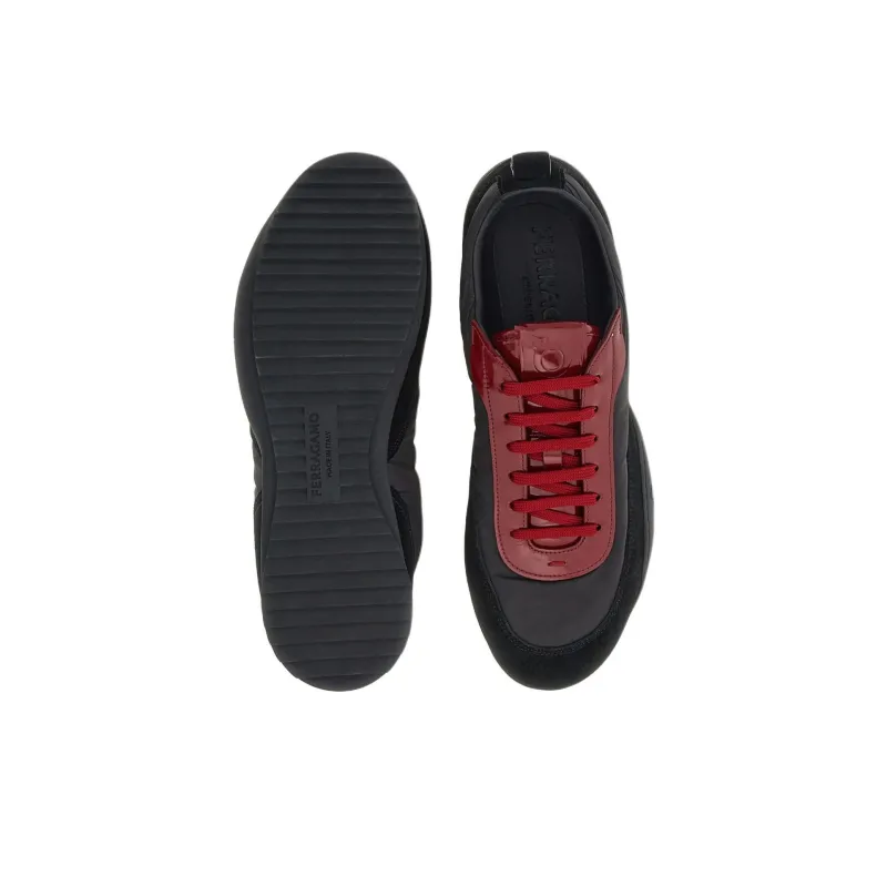 FERRAGAMO Low Top Casual Shoes Men's Black Red-4