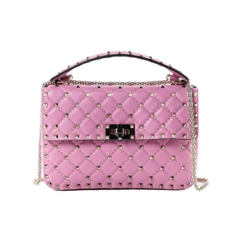 Valentino ROCKSTUD SPIKE Sheepskin Shoulder Bag Crossbody Bag Medium Size Women's Pink