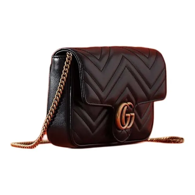 GUCCI GG Marmont Leather 2 in 1 Combo Bag Shoulder Bag Crossbody Bag Mini Women's Black/White-5
