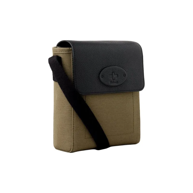 Mulberry Grained Leather Shoulder Bag Crossbody Bag Men's Olive Green & Black-1