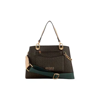 GUESS Coated Canvas Handbag Shoulder Bag Crossbody Bag Small Size Women's Black Brown