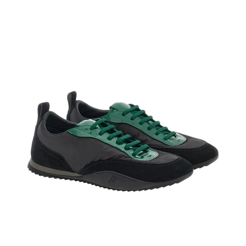 FERRAGAMO Leather-trim Lace-up Sneakers-2