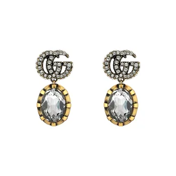 GUCCI Crystal, Metal Earrings Women's