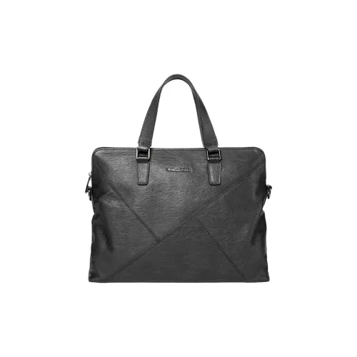 WilliamPOLO Top Grain Cow Leather Briefcase Fits 16-Inch Computer Crossbody Bag Included Men
s Black