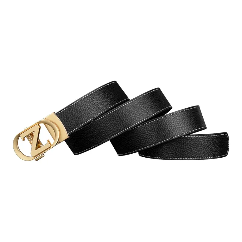 LUCKY LION Middle Aged Automatic Buckle Business Advanced Elegant Leather Belts Men's-1