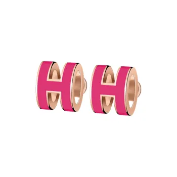 HERMES POP H Collection Earrings Women's Bright Pink