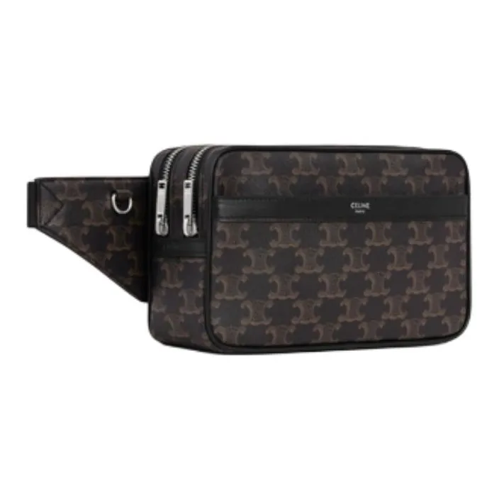 CELINE Triomphe Canvas With Calfskin Fanny Pack Men's Black-1