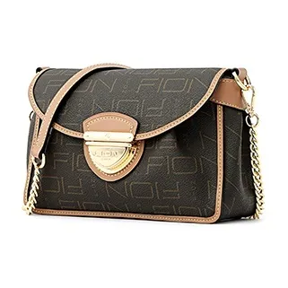 FION Canvas Crossbody Bag Medium Size Women's Multicolor-1