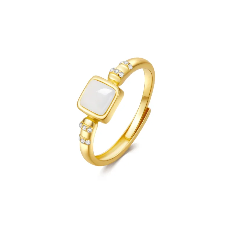 North Cain Hetian Jade Rings Unisex Pale Greenish White Jade-0
