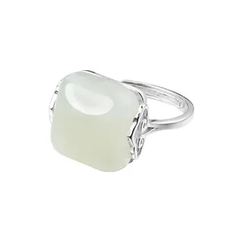 CHIC-ZONE Hetian Jade Rings Women's White Jade