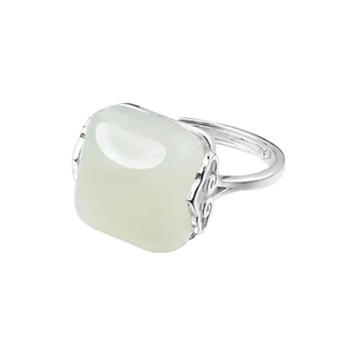 CHIC-ZONE Hetian Jade Rings Women's White Jade