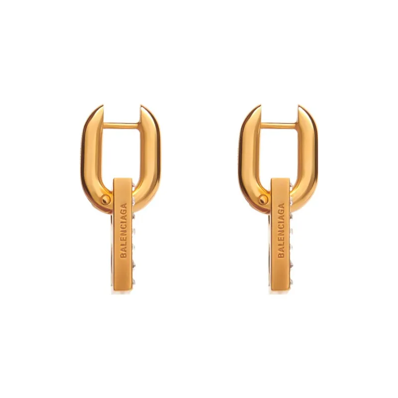 Balenciaga Brass Rhinestone Earrings Women's-2