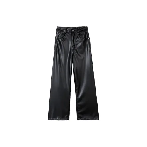 ICH MODE Leather Pants Unisex Black