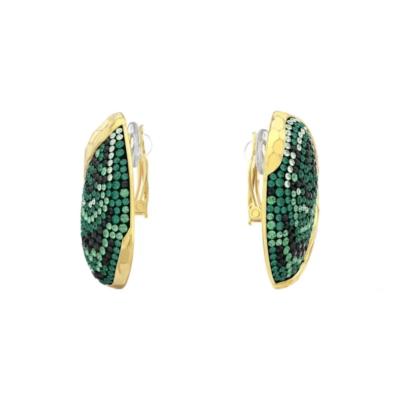 Swarovski The Elements Earrings Women's Green/Gold-1