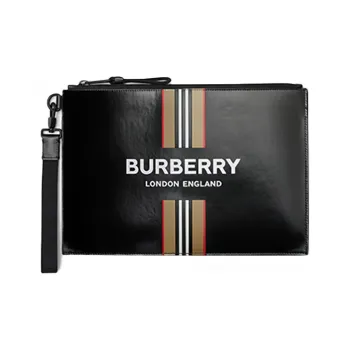 Burberry Coated Canvas Storage Bag Clutch Small Size Men's Black