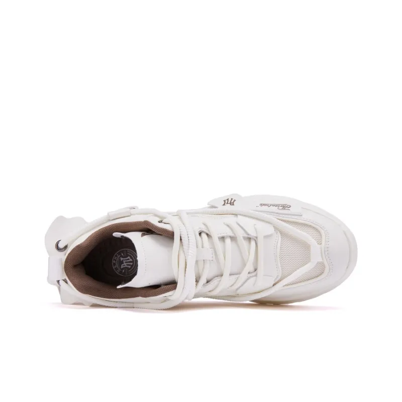 Pnj Anti Slip And Wear Resistant Lightweight Height Increasing Coverage Low Top Chunky Sneakers Men's Ecru-2