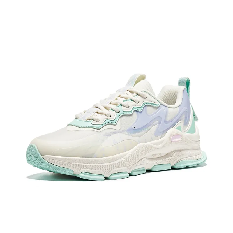 Erke Sora River Anti-Slip Wear-Resistant Low-Top Sports Casual Shoes Women's White Green-2