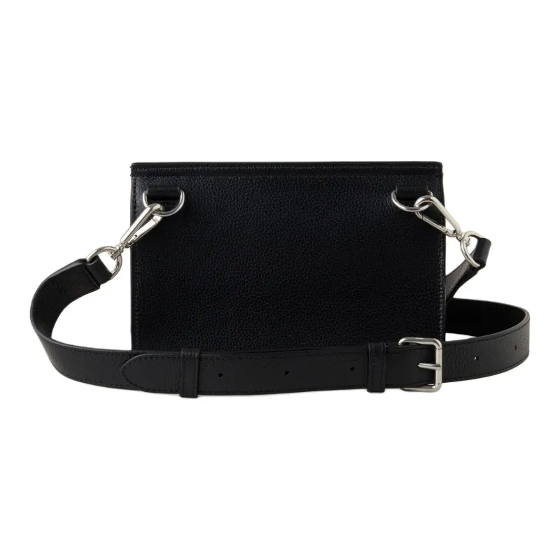 Mulberry Small Grain Leather Messenger Bag Shoulder Bag Crossbody Bag Men's Black-2
