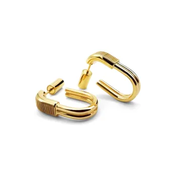 ALP JEWELRY 14K Vacuum Gold Plated U Shaped Hoop Earrings Unisex