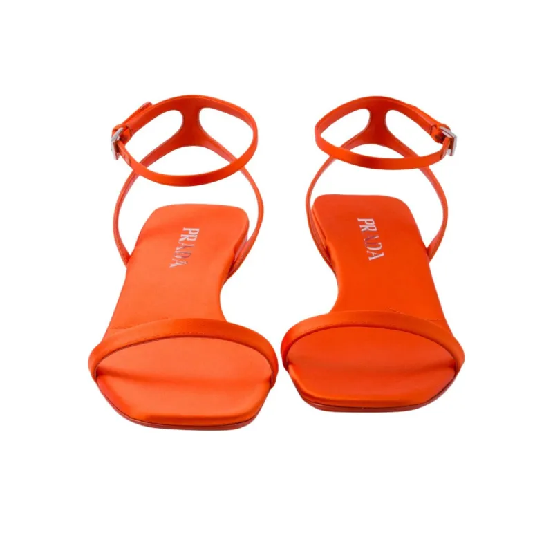 PRADA Triangle-heel Satin Sandals-4