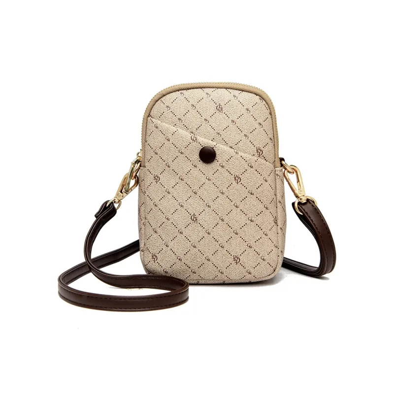 JIEXINI High quality Fabric Shoulder Bag Crossbody Bag Regular Women's Letter/Khaki/Coffee/Houndstooth-3