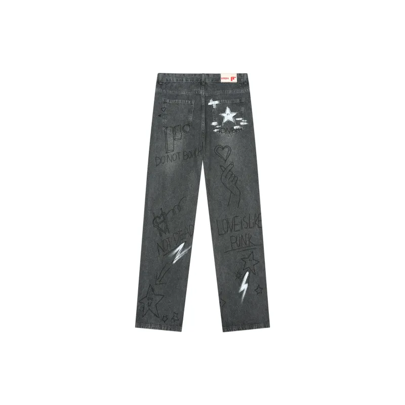 DNBH Hand drawn Doodle Series Jeans Unisex-9