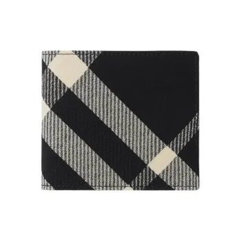 Burberry Polyester Blended Cotton Wallet Men's Black & Plain White