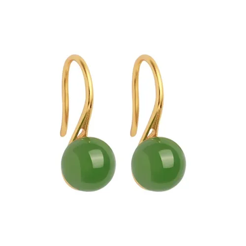 Xiaoyinjiang S925 Silver Hetian Jade Earrings Women's