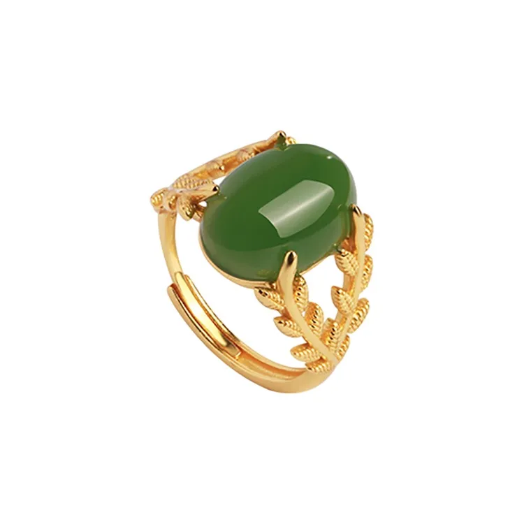 CHIC ZONE Hetian Jade 925 Sterling Silver Rings Women's Jasper-0