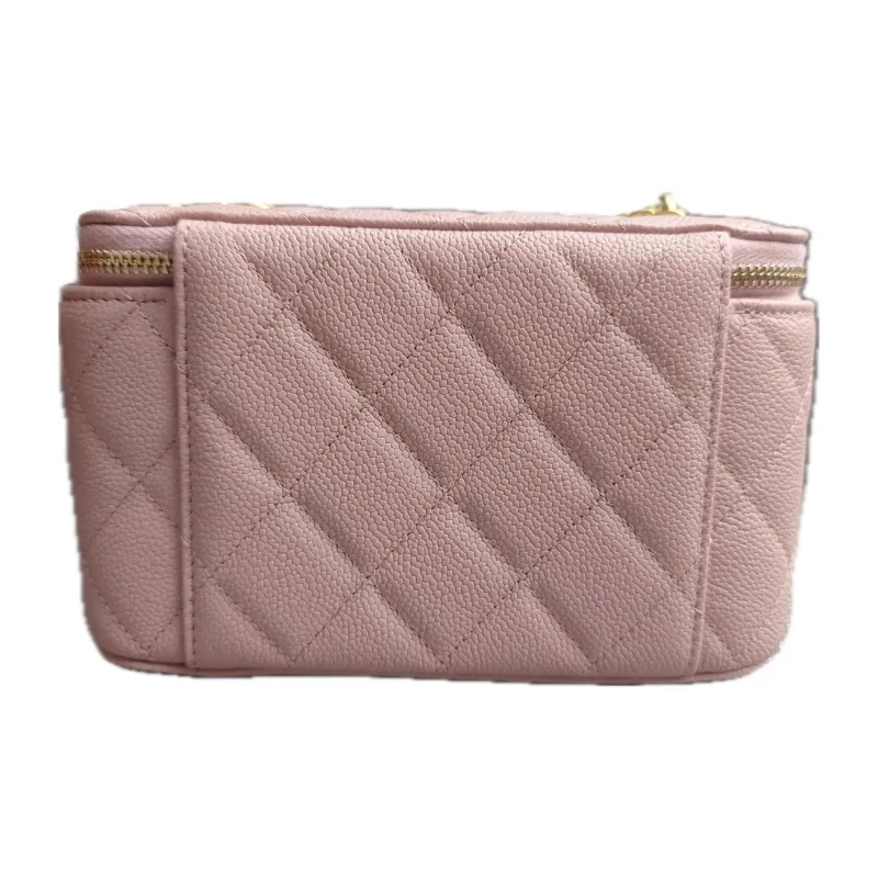 CHANEL Litchi Grain Cow Leather Box Bag, Shoulder Bag Trumpets Women's Cherry Blossom Pink-2