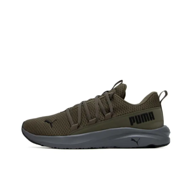 PUMA Softride Cushioning Anti Slip And Wear Resistant Low Top Running Shoes Men's Green Black-0