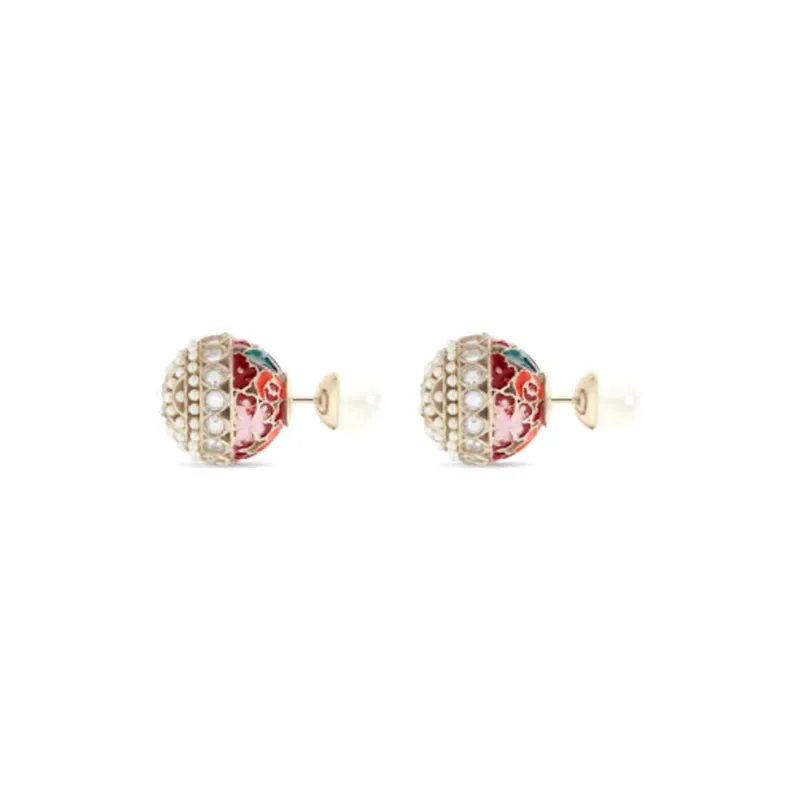 DIOR Metal, Resin Bead Decoration, Faux Crystal, Lacquered Earrings Women's Multicolor-1
