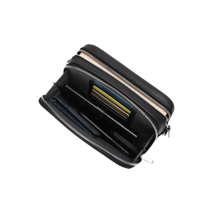 BVP Genuine Cow Leather Crossbody Bag Unisex Trendy Black-4