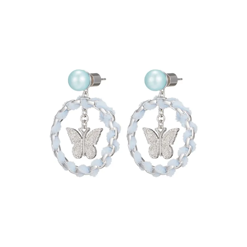STUGAZI White Gold Plated Copper Shell Pearl 925 Sterling Silver Needle Earrings Women's-0