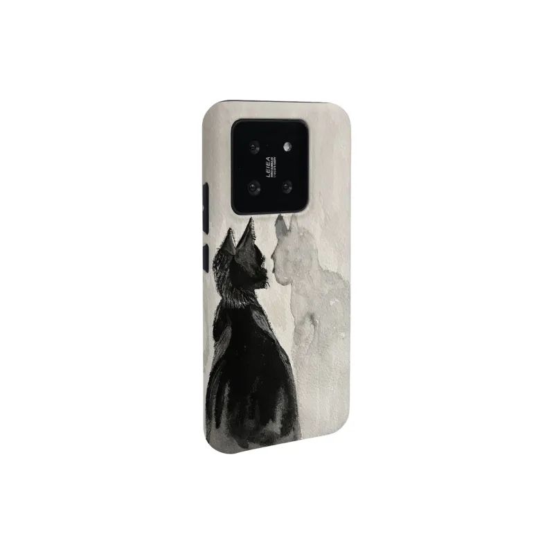 Keshami PC Material Fully Enclosed Impact Resistant Matte Watercolor Cat Phone Cases Suitable For Xiaomi 14/14pro-4