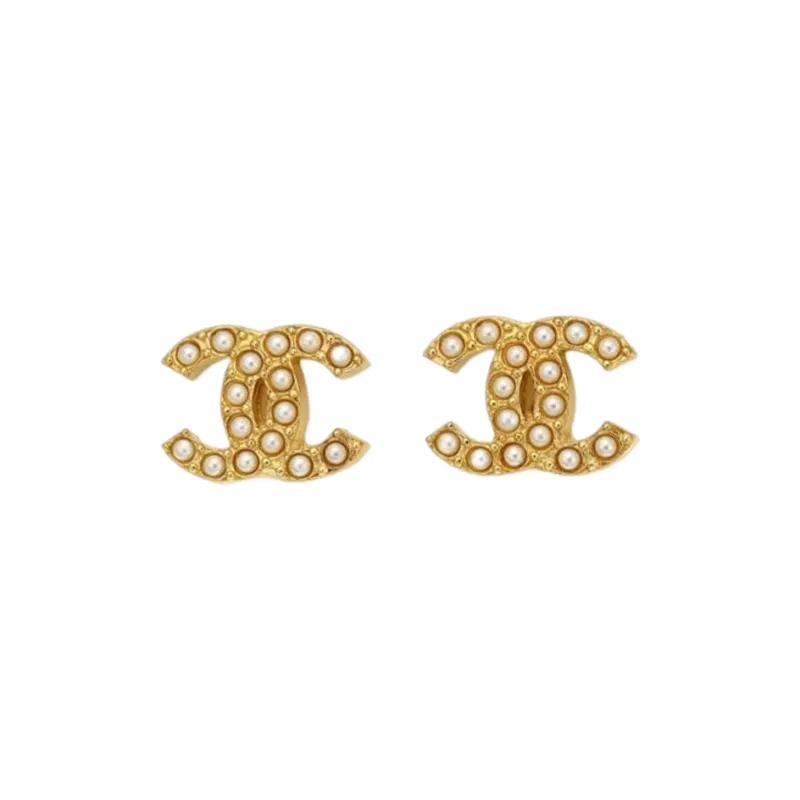 CHANEL Metal Rhinestone Earrings Women's-0