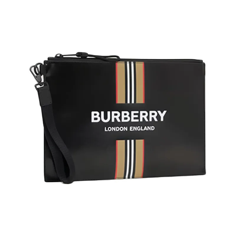 Burberry Coated Canvas Storage Bag Clutch Small Size Men's Black-1