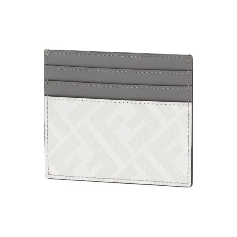 FENDI Fabric With Calfskin Card Holder Card Holder Men's Gray-3