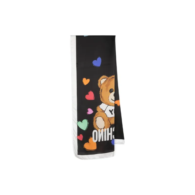 MOSCHINO Teddy Bear-print Silk Scarf-1