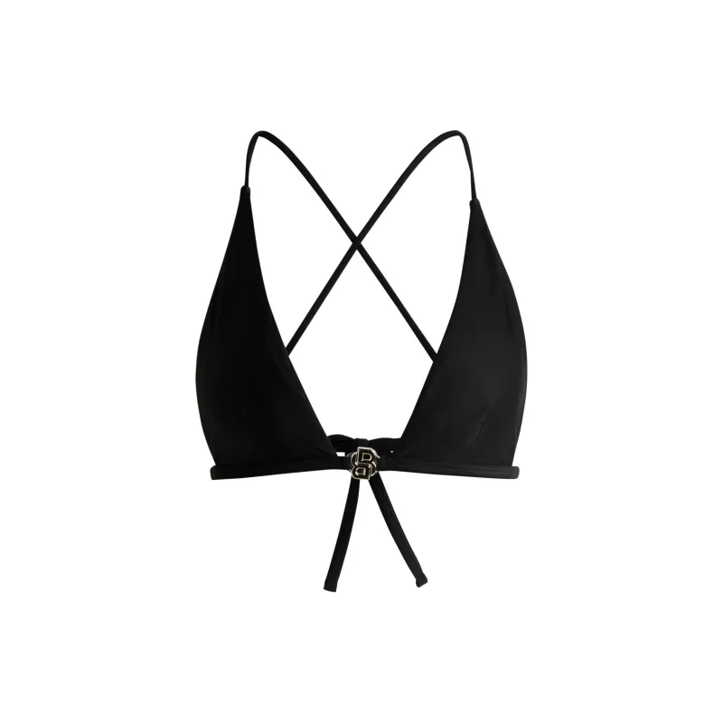 HUGO BOSS Triangle Bikini Top With Double B Monogram Bra Women's Black-0