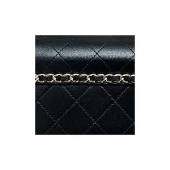 CHANEL Sheepskin And Metal Flap Bag, Cell Phone Pouch, Shoulder Bag, Crossbody Bag Regular Women's Black