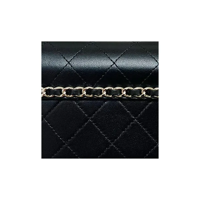 CHANEL Sheepskin And Metal Flap Bag, Cell Phone Pouch, Shoulder Bag, Crossbody Bag Regular Women's Black-0