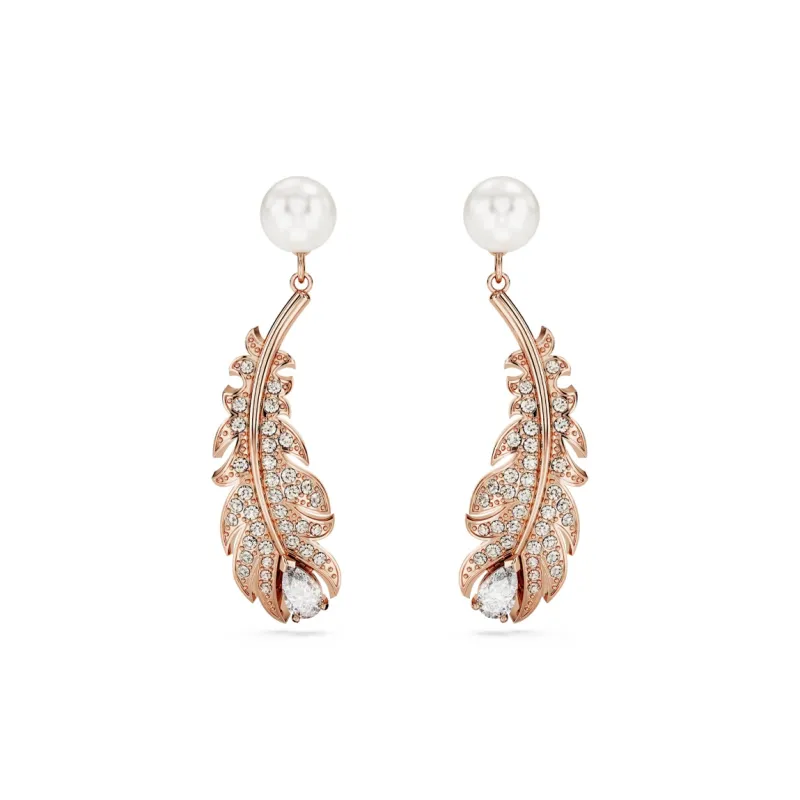 Swarovski Nice Faux Crystal Earrings Women's Rose Gold-2